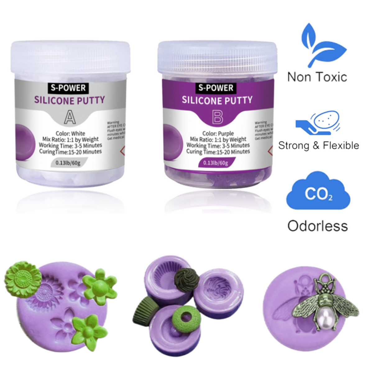 Soap Making Kit For Beginners - DIY Silikonform-Kittenset, einfaches 1:1-Mischverhältnis, schnell ausgehärteter