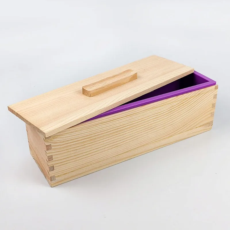 Soap Making Kit For Beginners - Silikon-Seifenform, rechteckig, flexibel, mit Holzkiste für