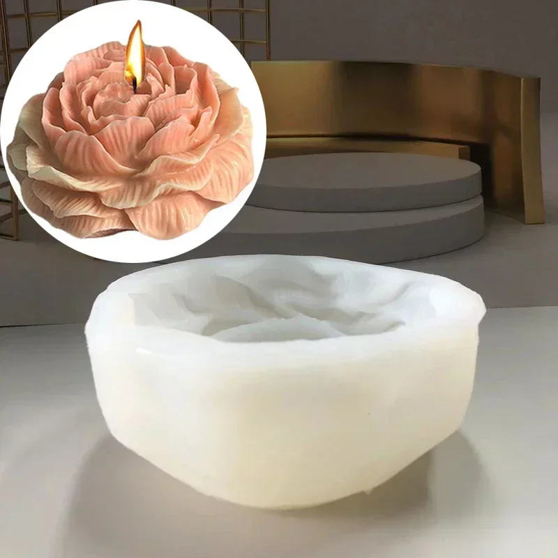 Soap Making Kit For Beginners - Extragroße 3D-Blumenkerzen-Silikonform DIY Pfingstrosen-Aroma-Gips-Harz-Gießwerkzeug Handgemachtes Seifen-Schokoladen-Kuchen-Backset